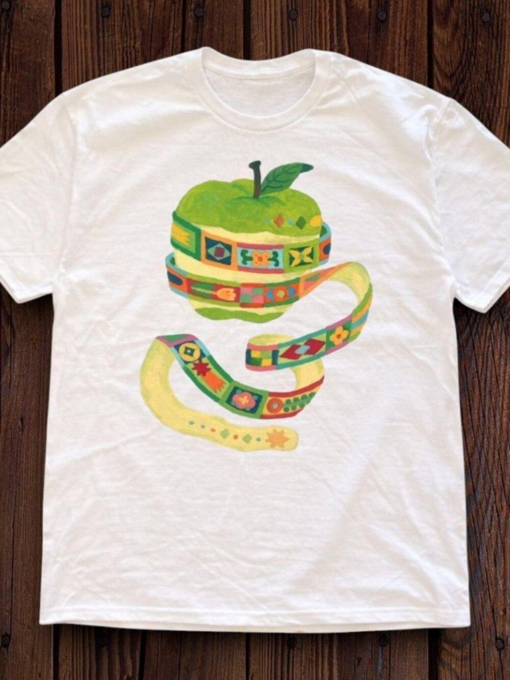 Colorful apple ribbon graphic tee white